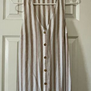 Striped Sleeveless Button-Down Dress